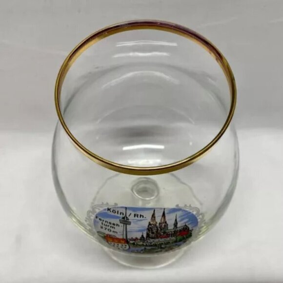 Vintage Koln/Rh. Fernseh Turm 270m City Scene Elegant Goblet Drinking Glass EUC - Picture 11 of 14